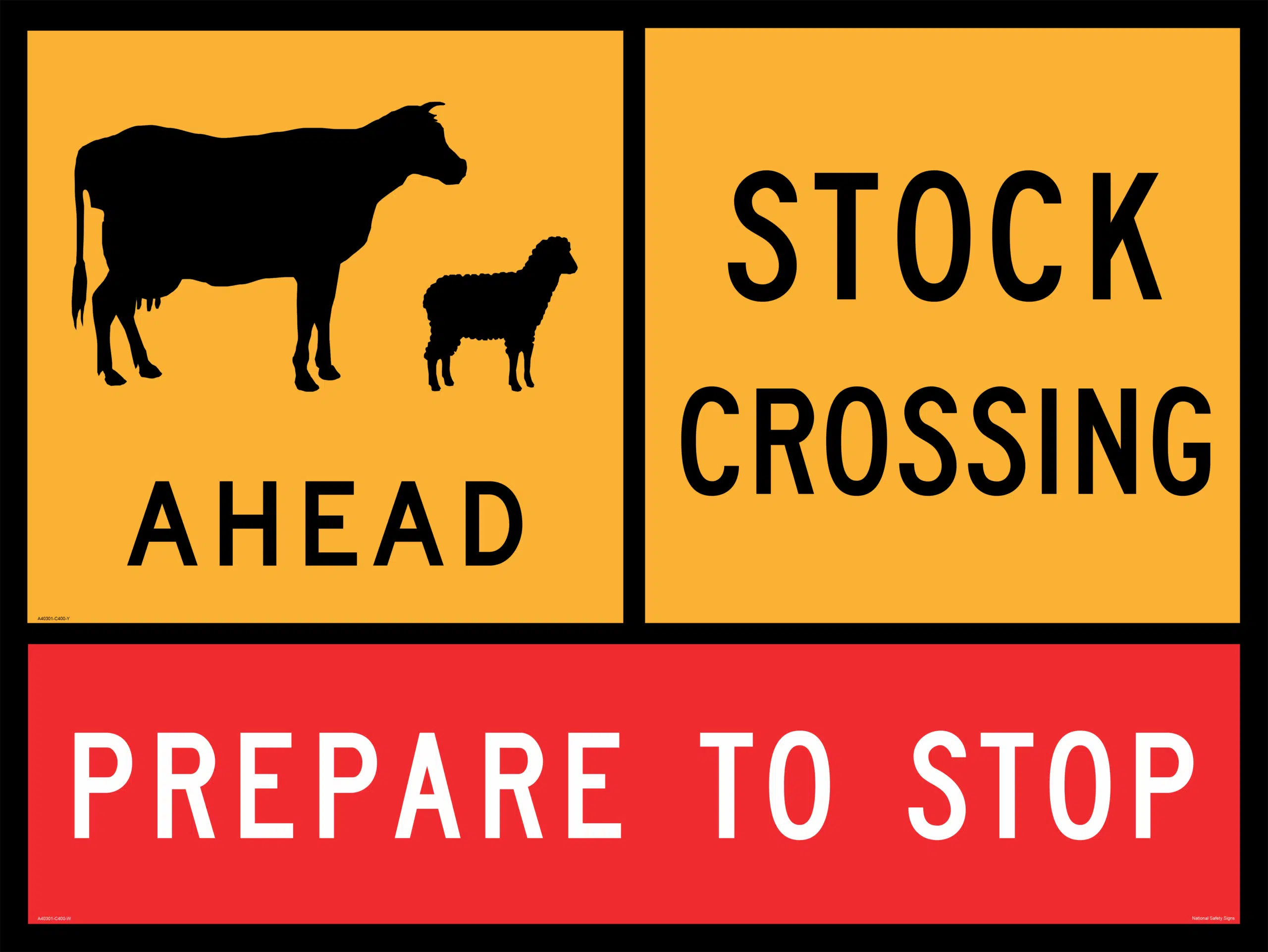 Stock Crossing Prepare to Stop Sign  RD587