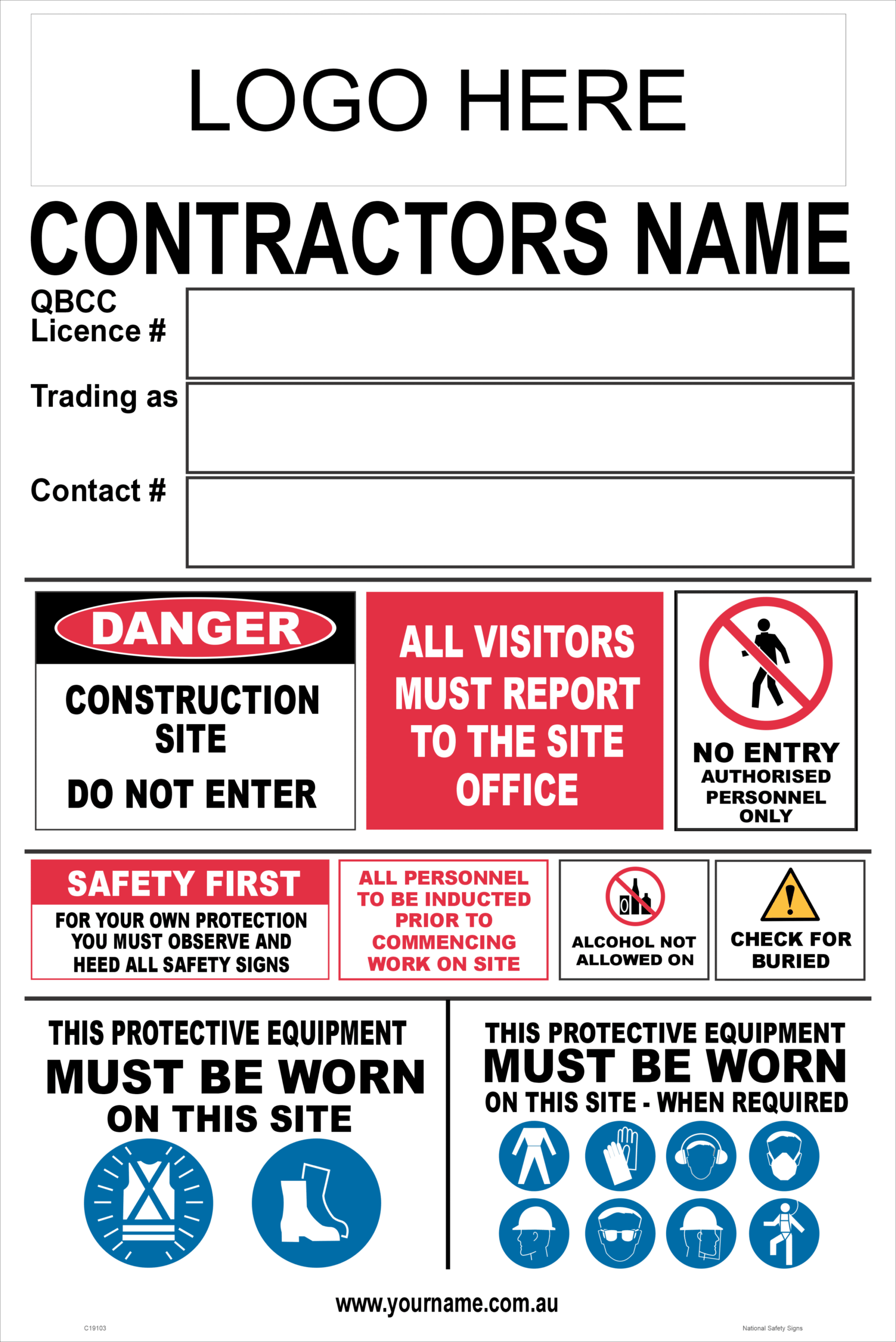QBCC Contractor Site Sign C19103