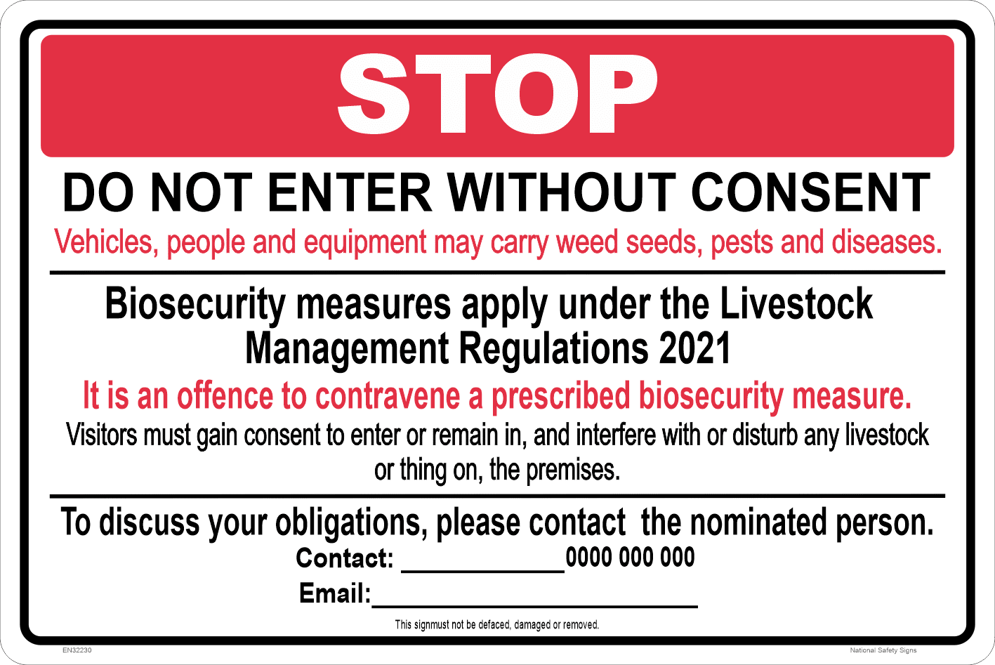 Farm Biosecurity Management Sign EN32232
