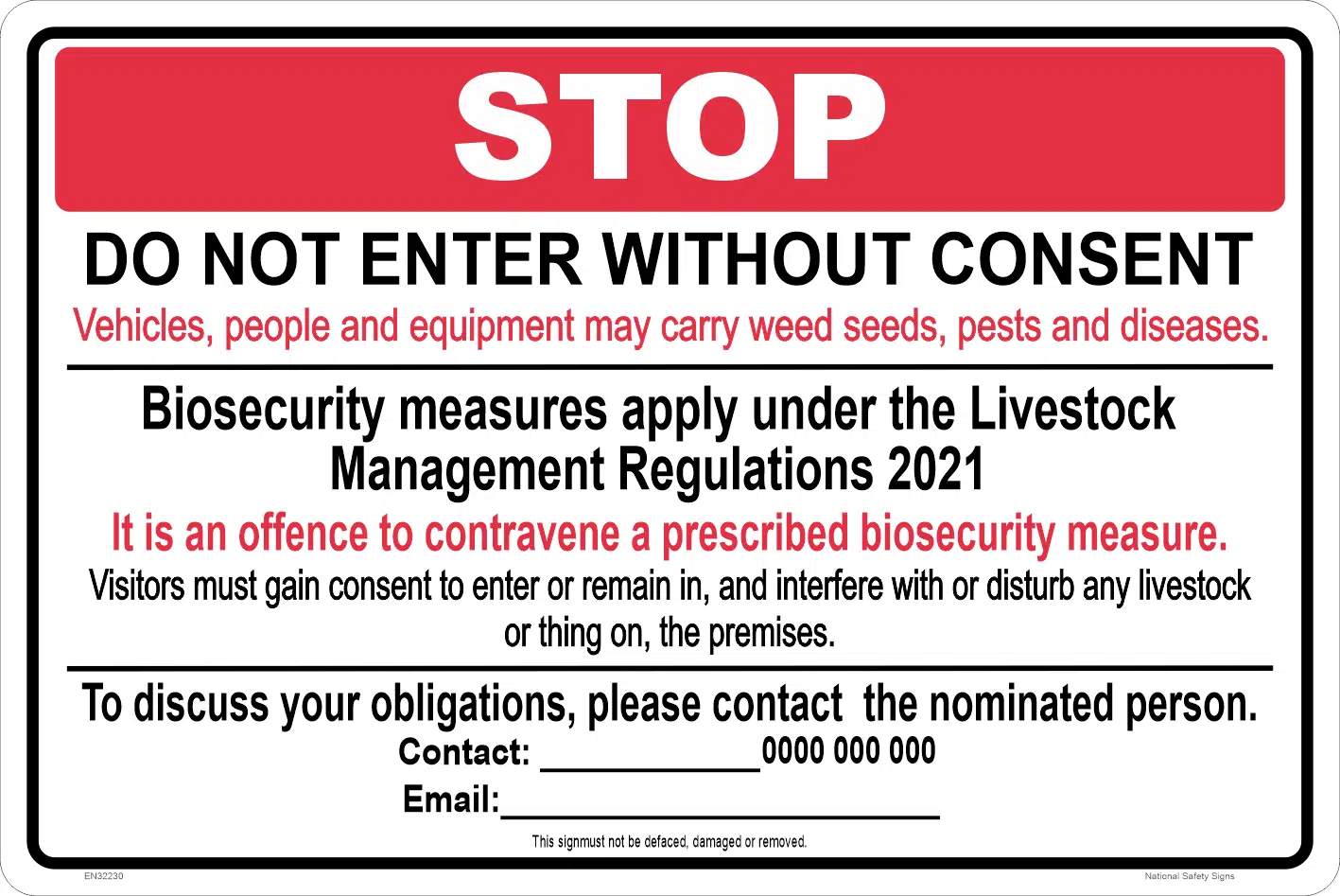 Farm Biosecurity Management Sign EN32232