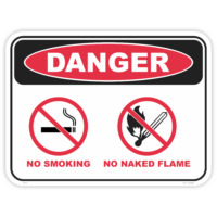 Danger no smoking no naked flame safety sign - AS1319 compliant, National Safety Signs Australia