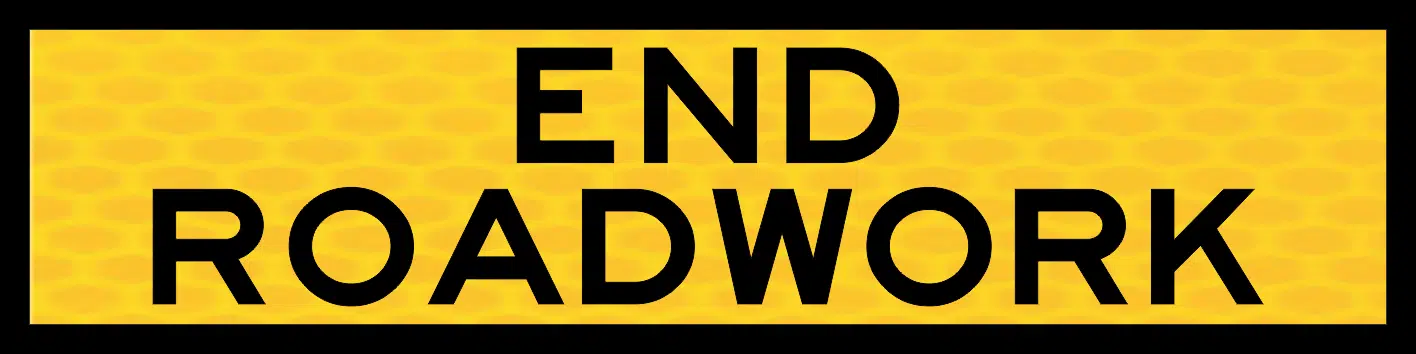 Multi Message sign End Roadwork 1200 x 300 MM995