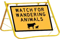 Watch for Wandering Animals Sign with Stand Combo A400311