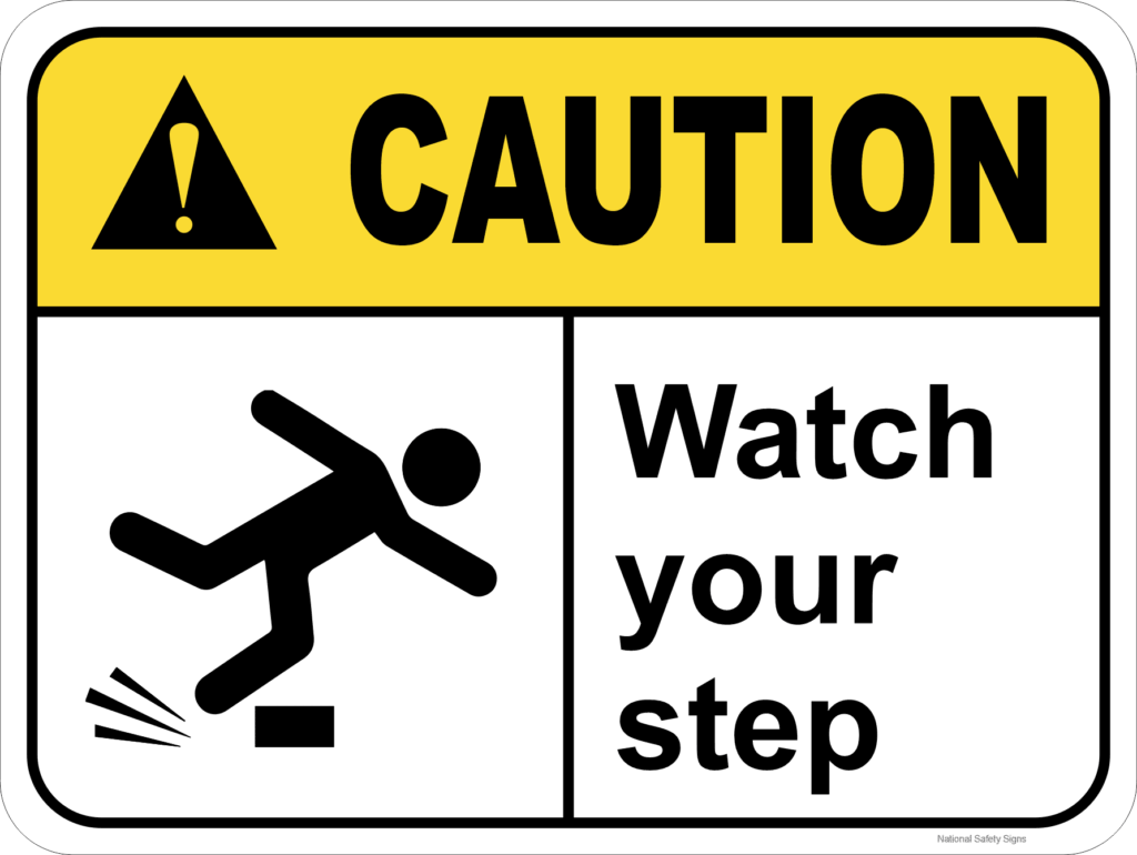 Vsafety Cartello 'Attenzione Al Gradino' 300x400 Mm - Segnale Di Sicurezza In Plastica 2 Mm - Conforme EN ISO 7010