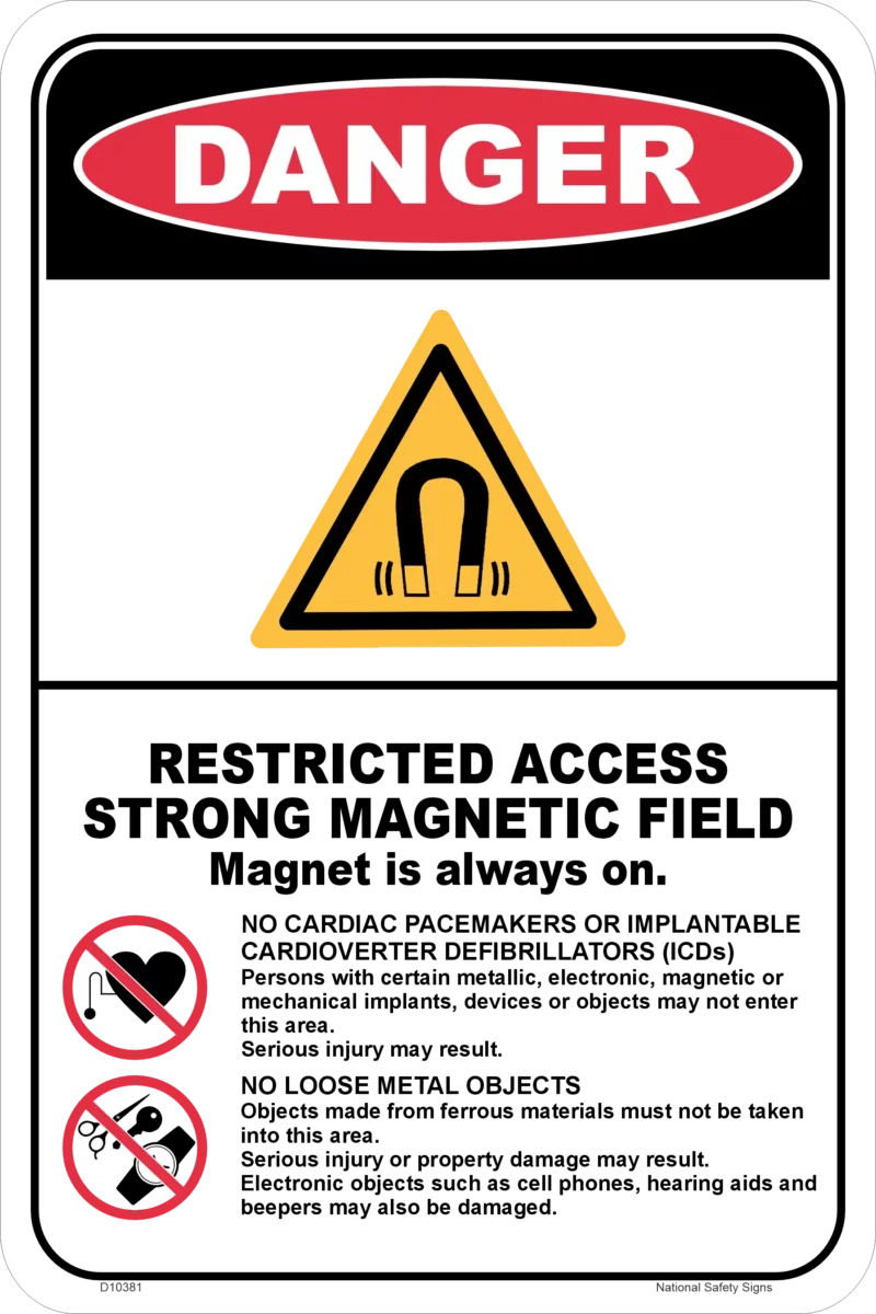 Danger Strong Magnetic Field Sign    D10381