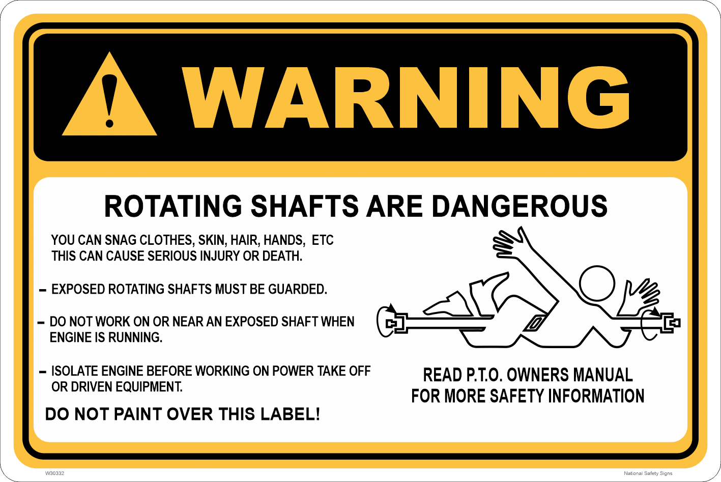 Warning Rotating Shaft Can Cause Severe Injury Label SKU 47 OFF