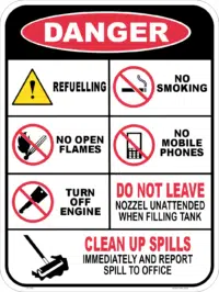 Danger When Refuelling Sign D10382