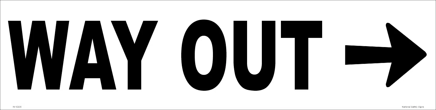Way Out with Arrow Sign IN16326 - Image 10