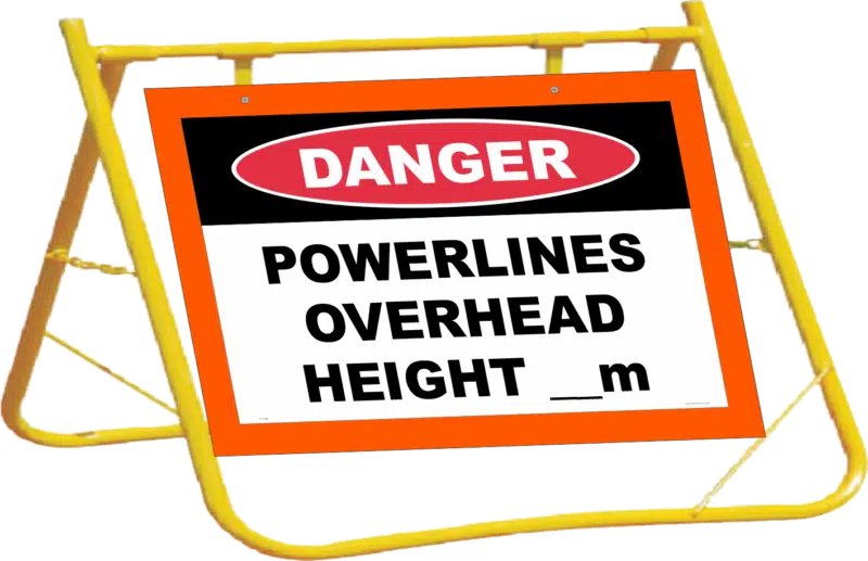 Powerlines Overhead Target Board Sign with Stand Combo