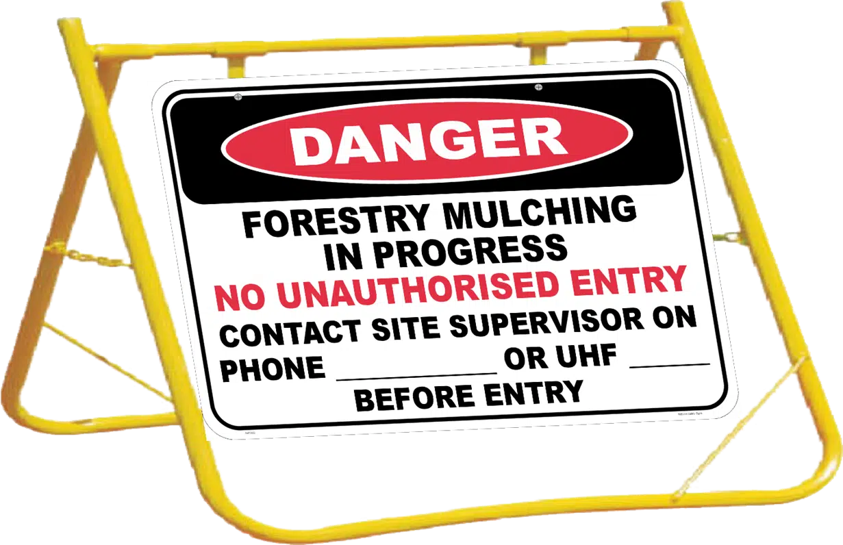 Forestry Mulching Sign with Stand A400320
