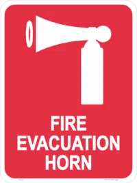 Fire Evacuation Horn Sign     F14149