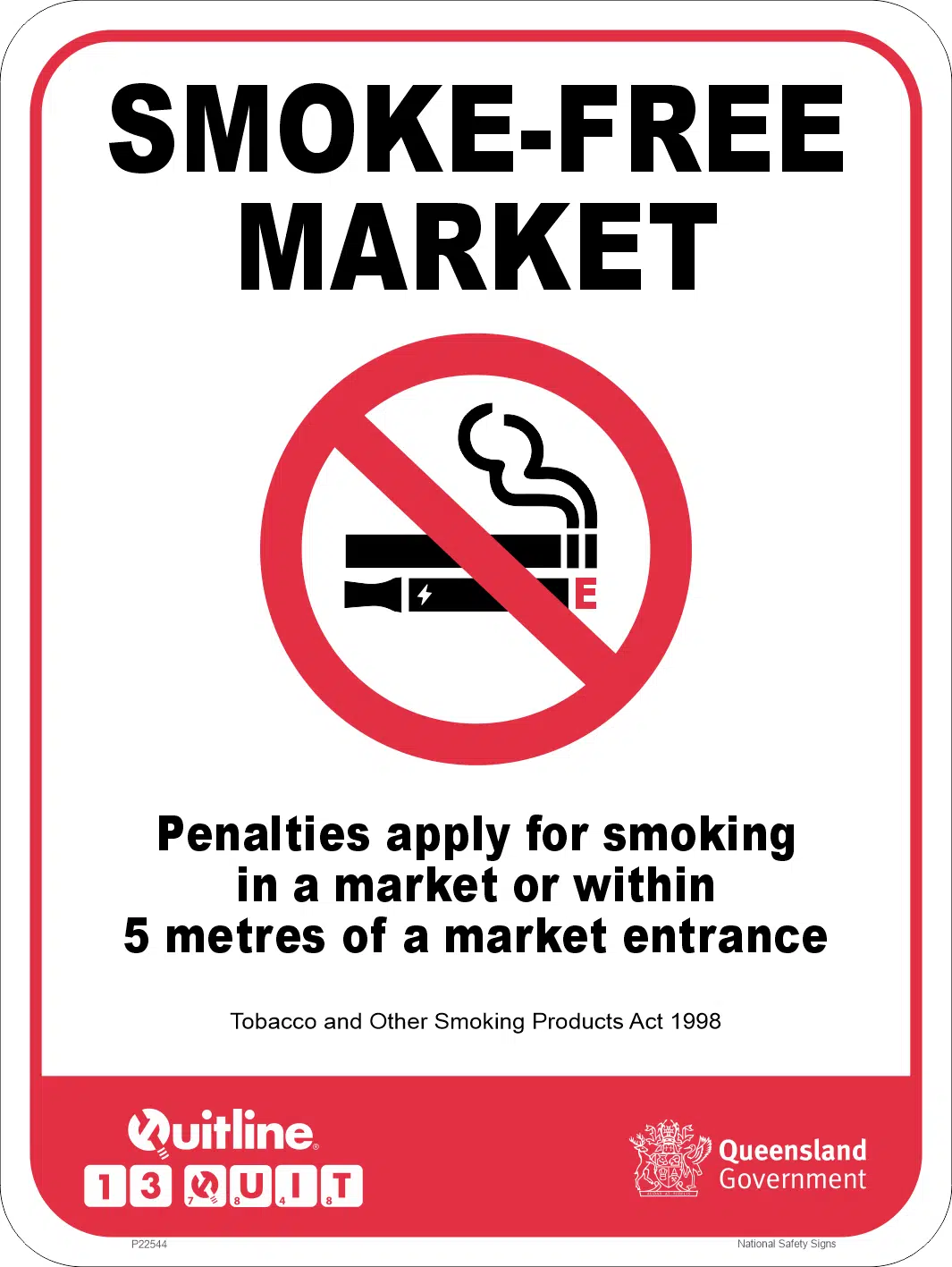 QLD Smoke free market sign     P22544