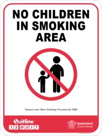 QLD No Children in smoking Area sign P22550