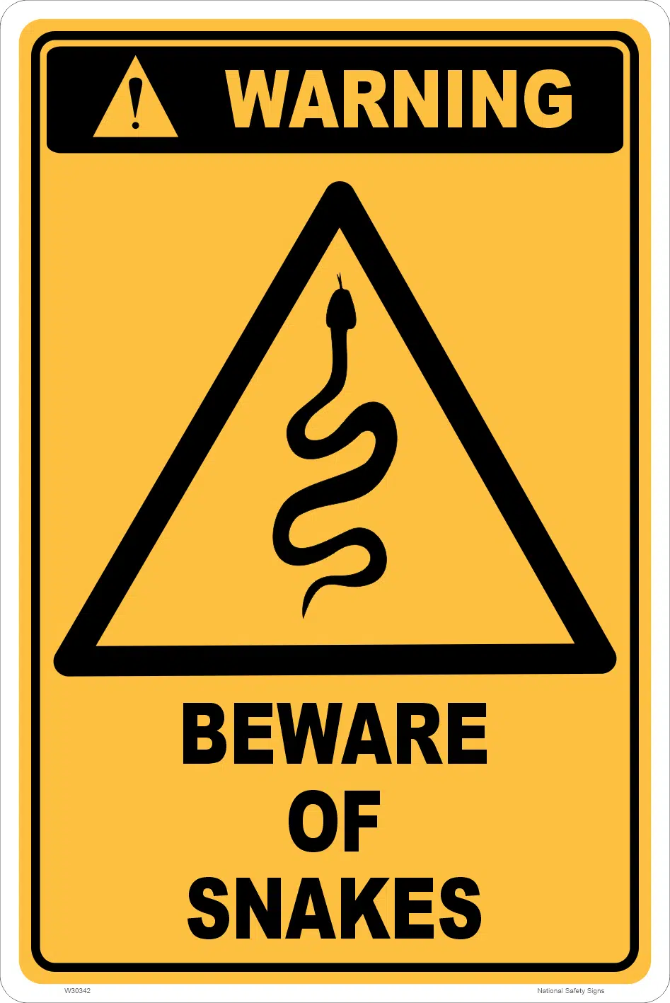 Snakes Warning Sign W30342