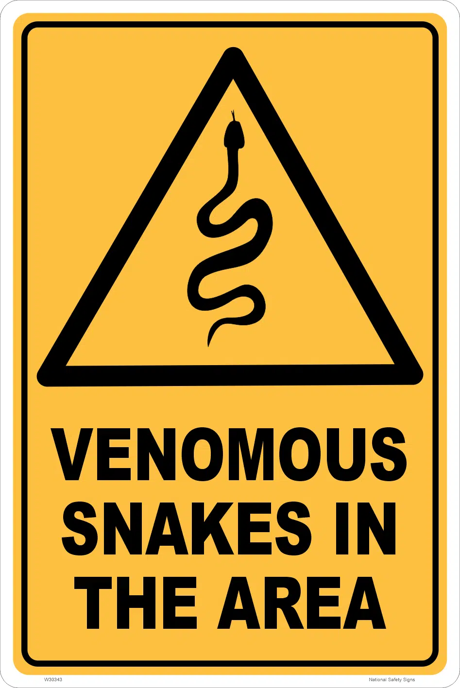 Venomous Snakes Warning Sign W30343