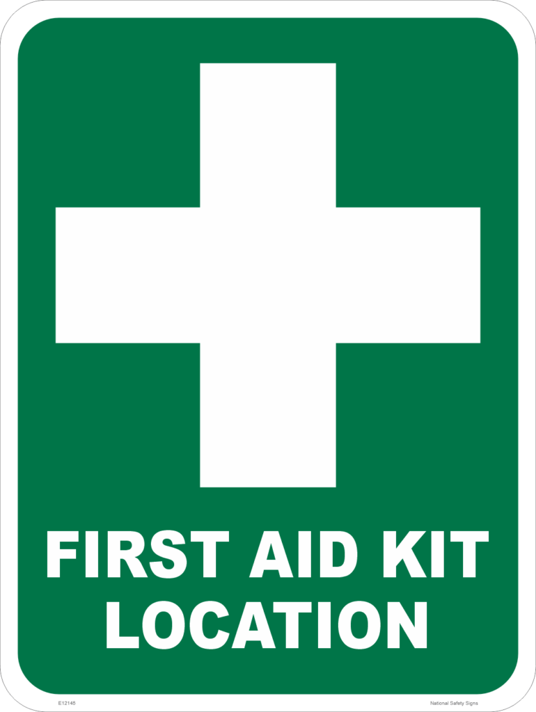 First Aid Kit Location sign E12145 National Safety Signs