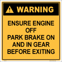 Warning Ensure Engine off Sign   W30349