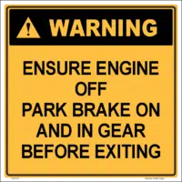 Warning Ensure Engine off Sign W30349