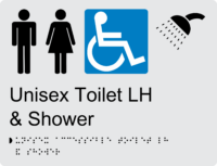 Unisex Disabled Shower LH BT14 Braille Sign
