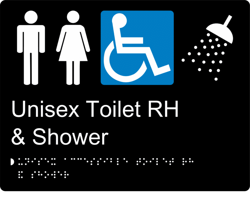 Unisex Disabled Shower RH BT15 Braille Sign - Image 2