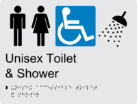 Unisex Accessible Toilet and Shower BT28 Braille Sign