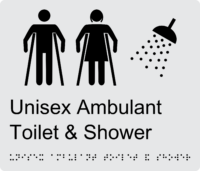Unisex Ambulant Toilet and Shower Braille Sign BT41