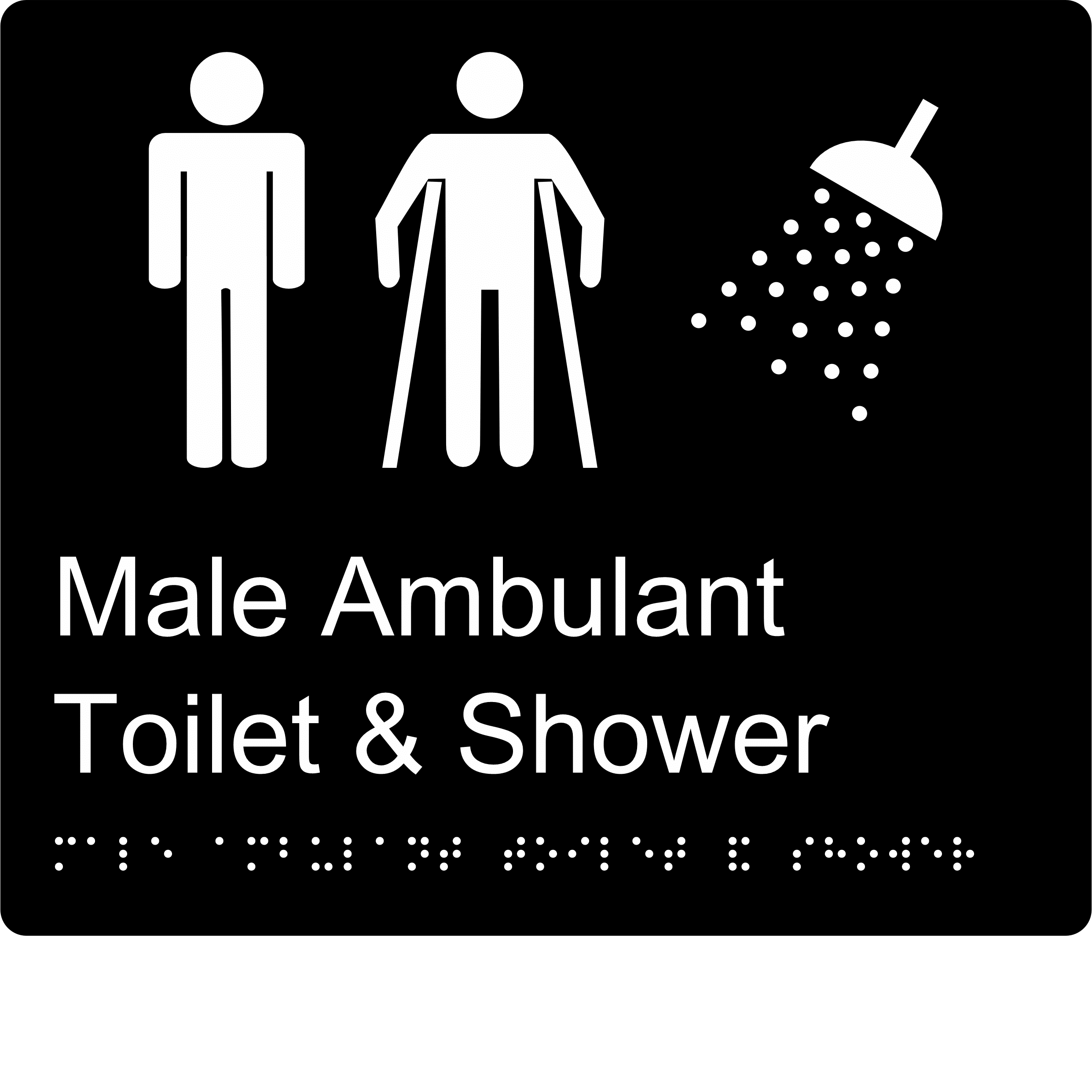 Male Ambulant Toilet and Shower Braille Sign BT43 - Image 2