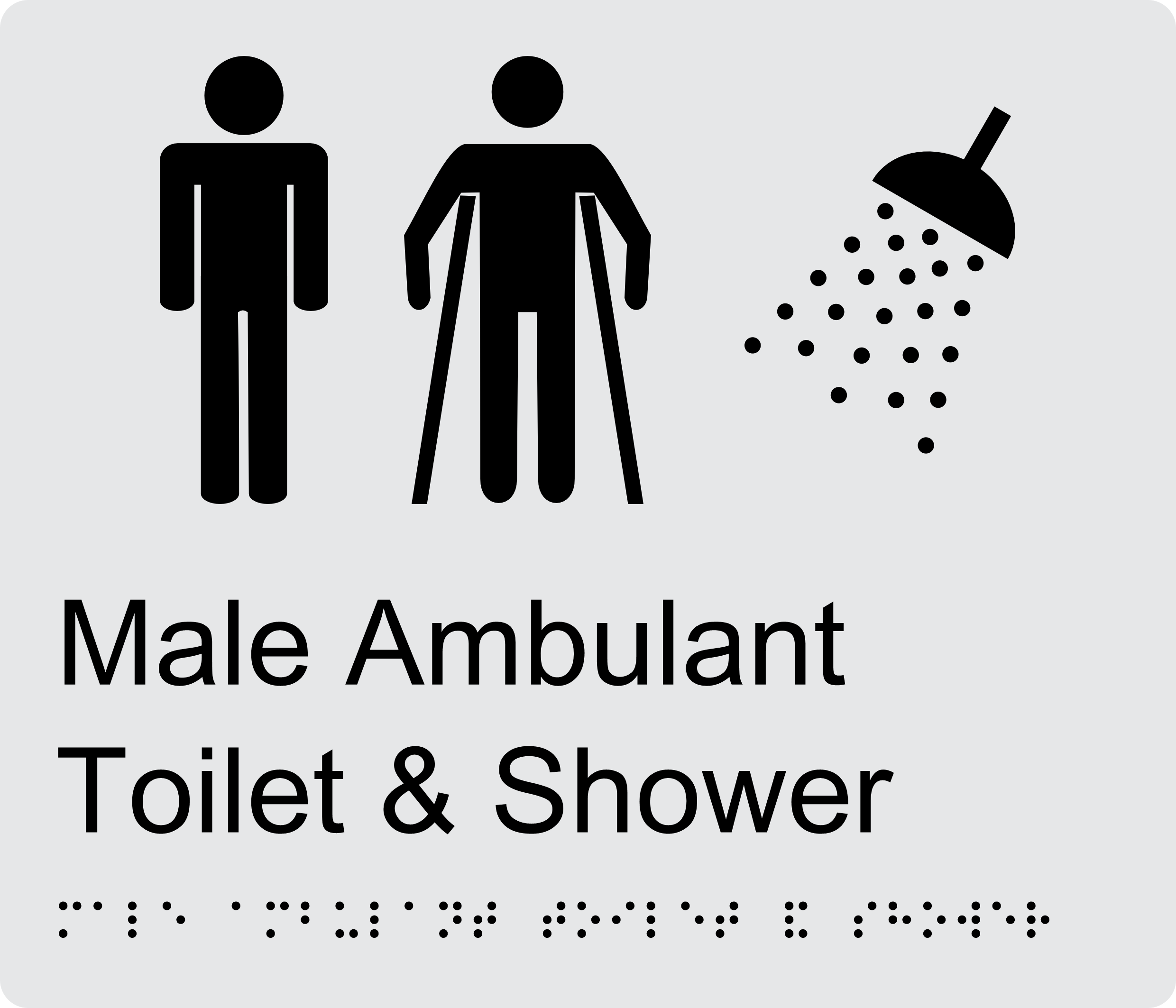 Male Ambulant Toilet and Shower Braille Sign BT43