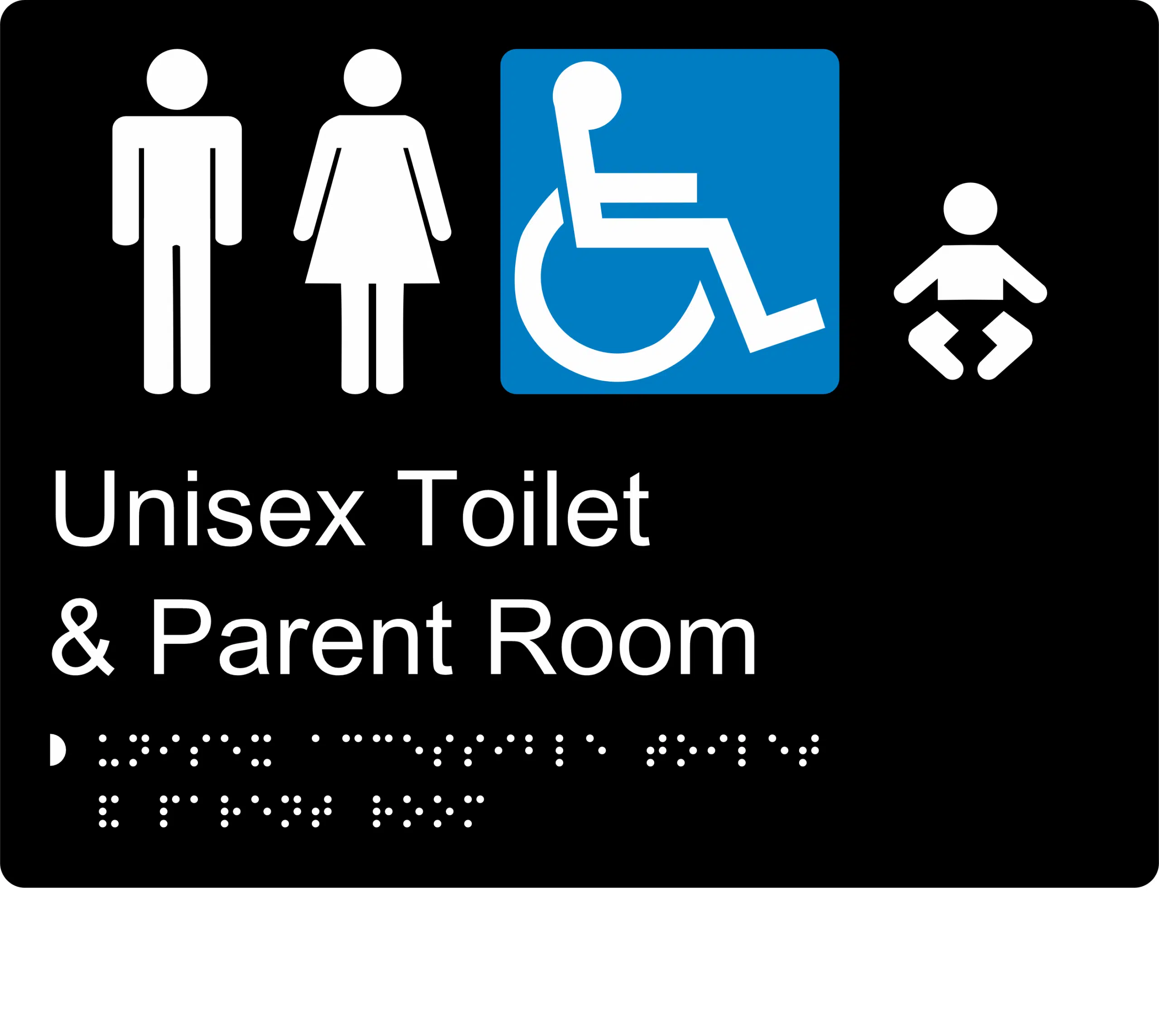 Unisex Accessible Toilet and Parent Room  Braille Sign BT44 - Image 2