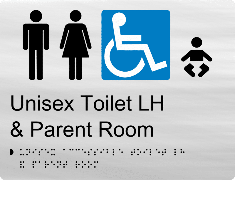 Unisex Accessible Toilet LH and Parent Room Braille Sign BT45 - Image 3