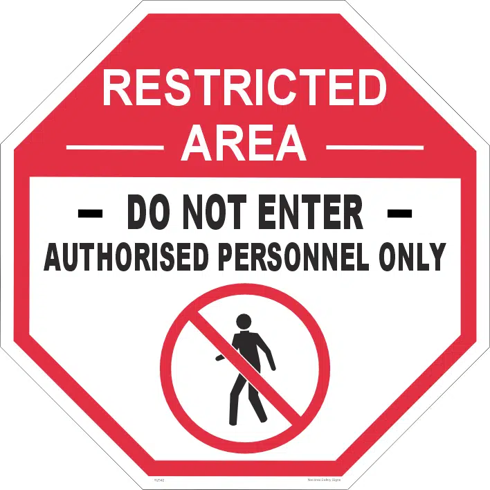 Restricted Area 600mm Octagonal Sign R2545