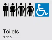 Air Lock Male Female Ambulant & Accessible Toilet Braille Sign BT61