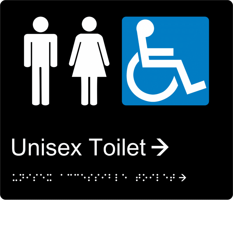 Unisex Accessible Toilet Right Arrow Braille Sign BT62 - Image 2