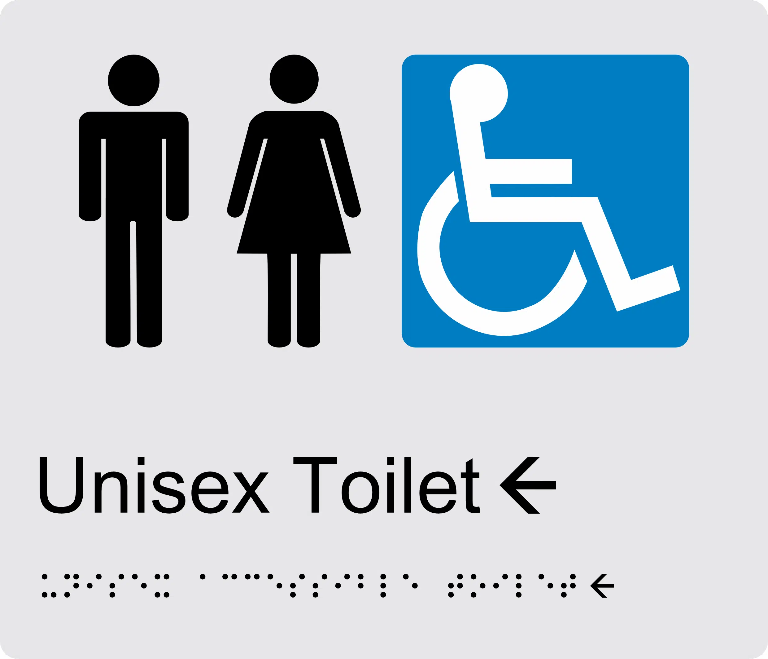 Unisex Accessible Toilet Left Arrow Braille Sign BT63