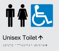 Unisex Accessible Toilet Up Arrow Braille Sign BT64