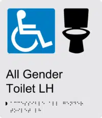 All Gender Accessible Toilet LH Braille Sign BT66