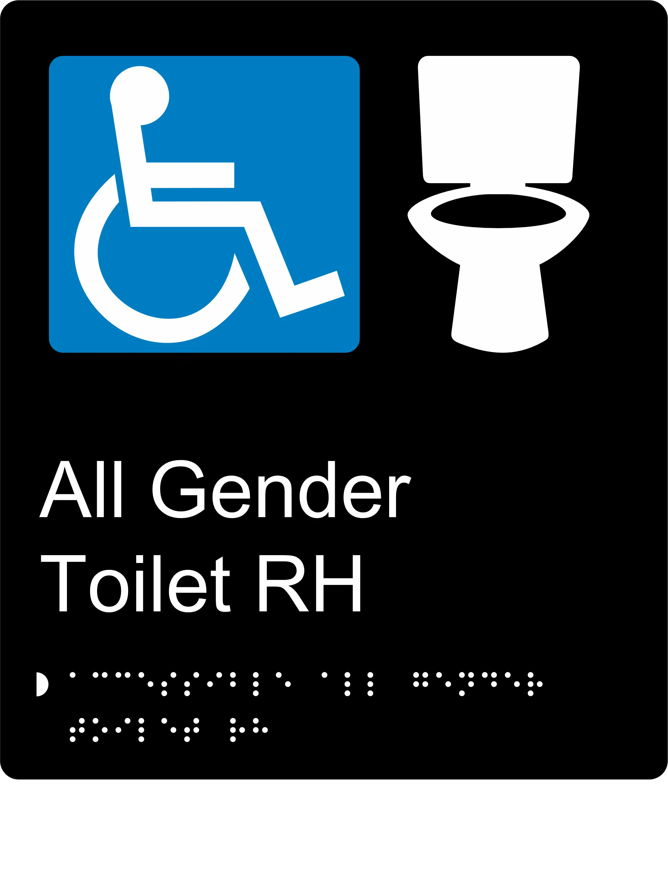 All Gender Accessible Toilet RH Braille Sign BT67 - Image 2