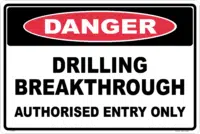 Drilling Breakthrough Danger Sign D10396