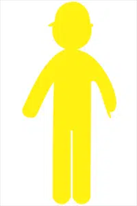 Yellow Corflute Man Pointing Down RD623