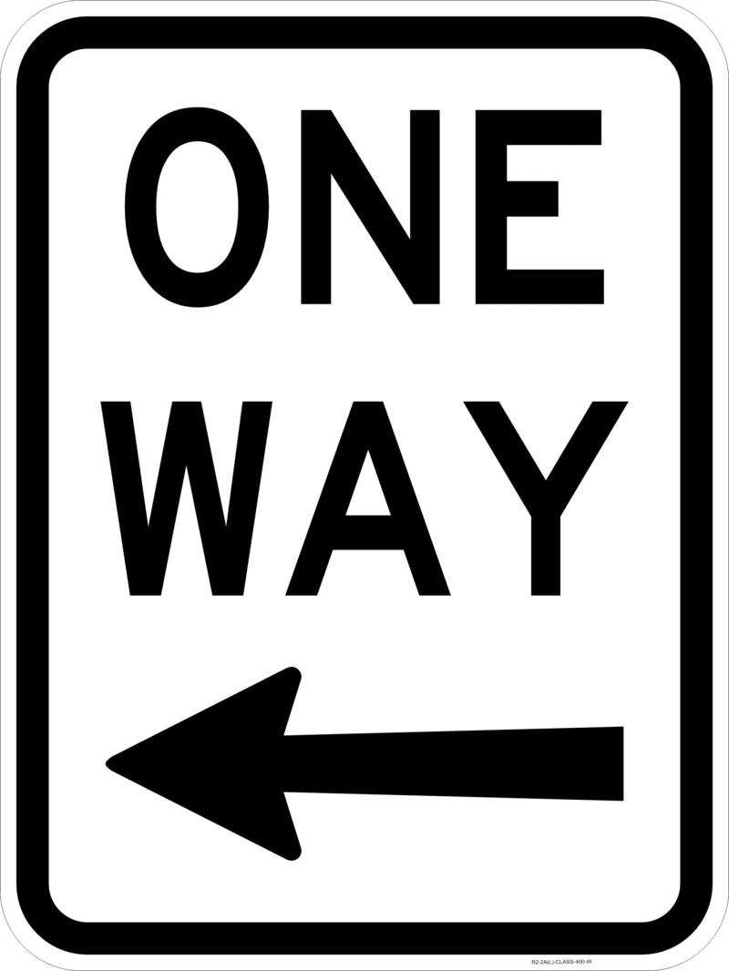 R2-2(L) One Way Sign (Arrow Left Symbolic)