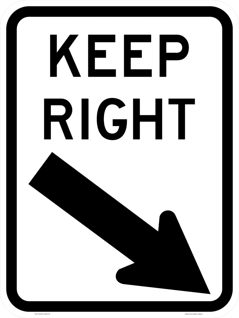 R2-3(R) Keep Right (Angled Arrow Symbolic)