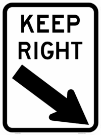 R2-3(R) Keep Right (Angled Arrow Symbolic)