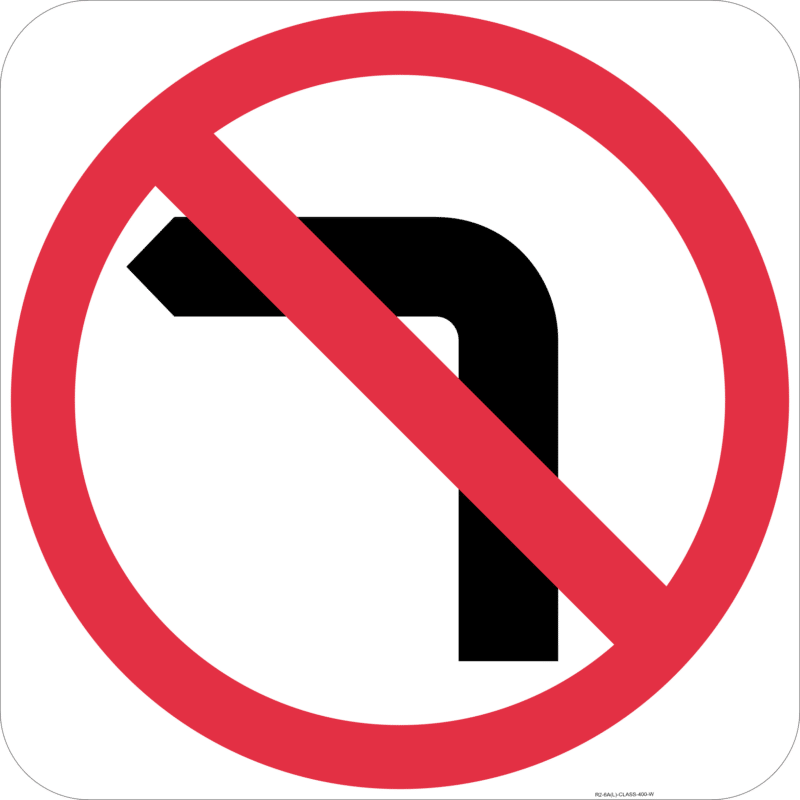 R2-6(L) No Left Turn Sign