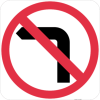R2-6(L) No Left Turn Sign