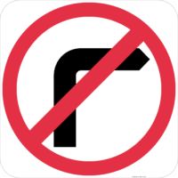 R2-6(R) No Right Turn Sign
