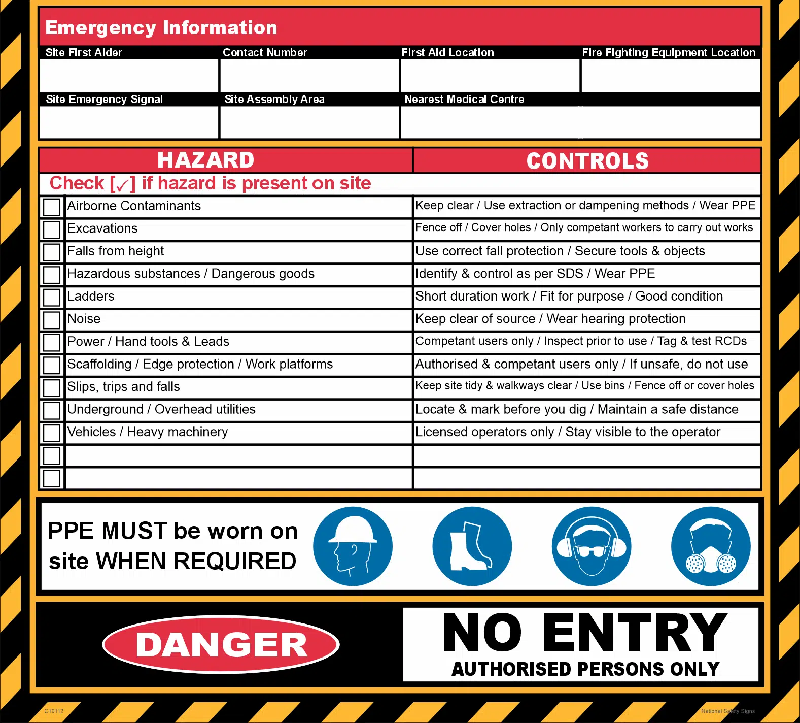Site Hazard Notice Board  C19112 - Image 2