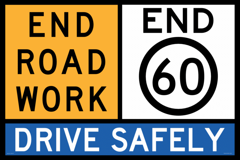 End Road Work Sign and Stand Combo  A400341 - Image 2