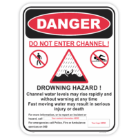 Danger drowning hazard safety sign - AS1319 compliant, National Safety Signs Australia