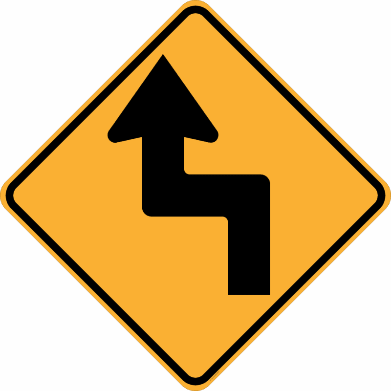 In Reverse Order Sign W1-2(L) Reverse Turn (Left) - Australian Compliant - National Safety Signs