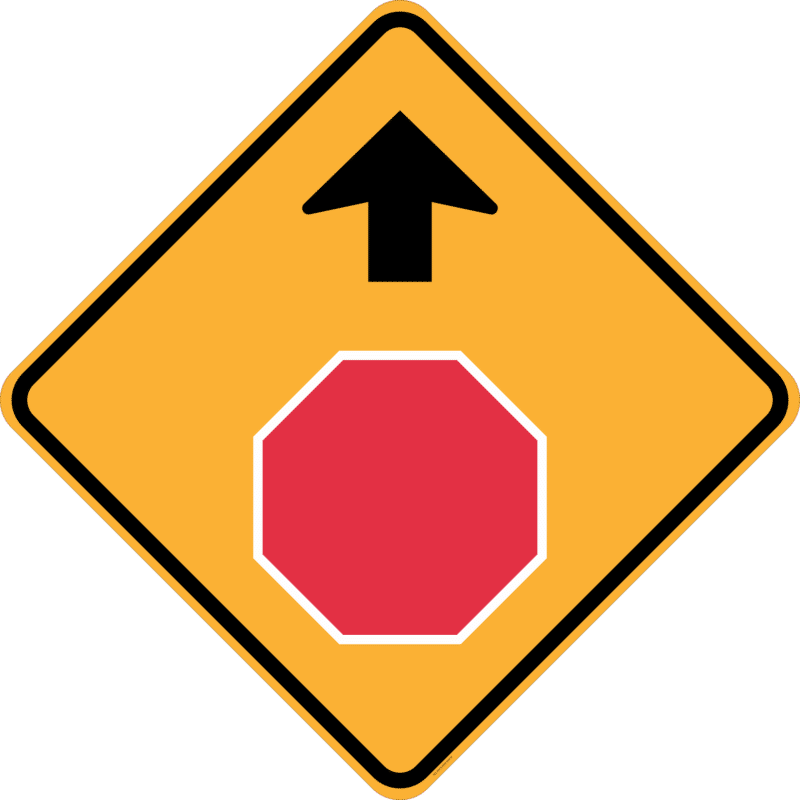 W3-1 Stop Sign Ahead (symbolic)